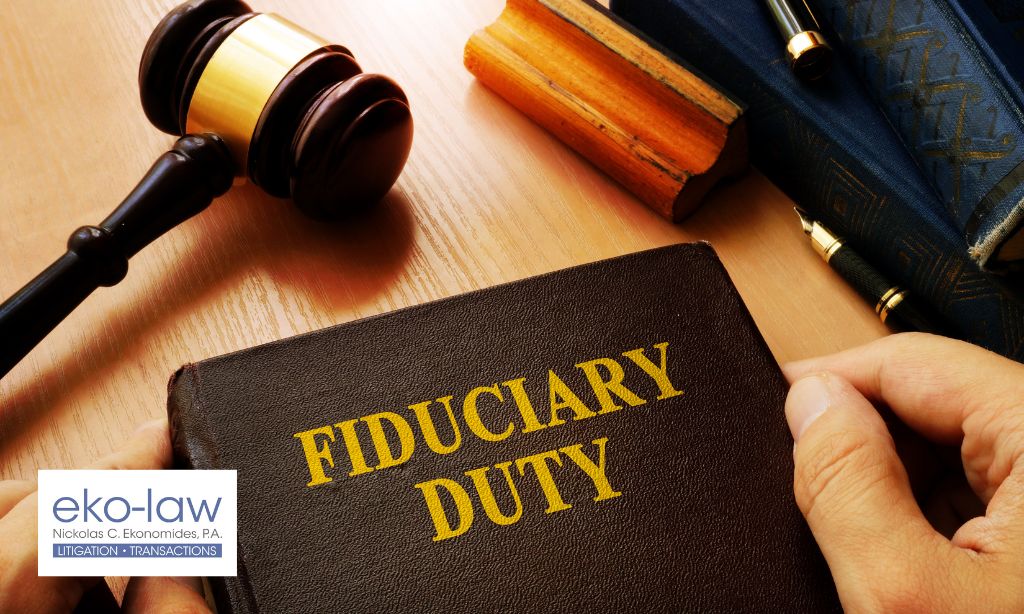 Fiduciary duty documents in a court room